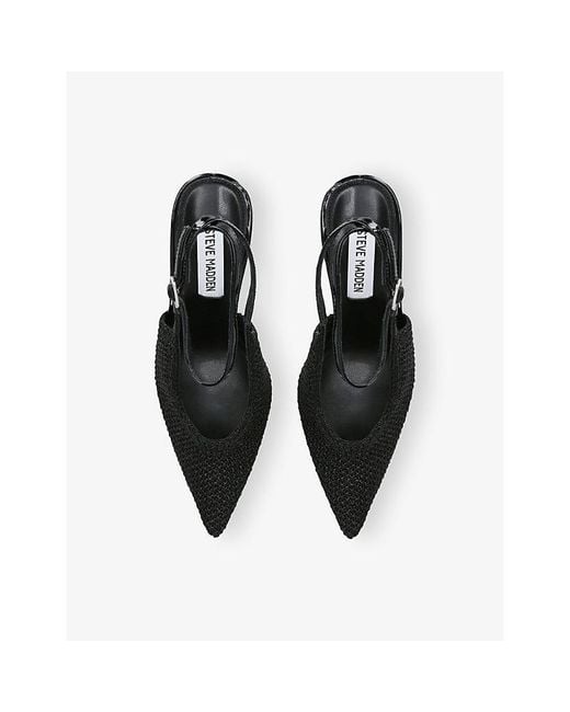 Steve Madden Black Ascension Heeled Woven Sling-Back Courts