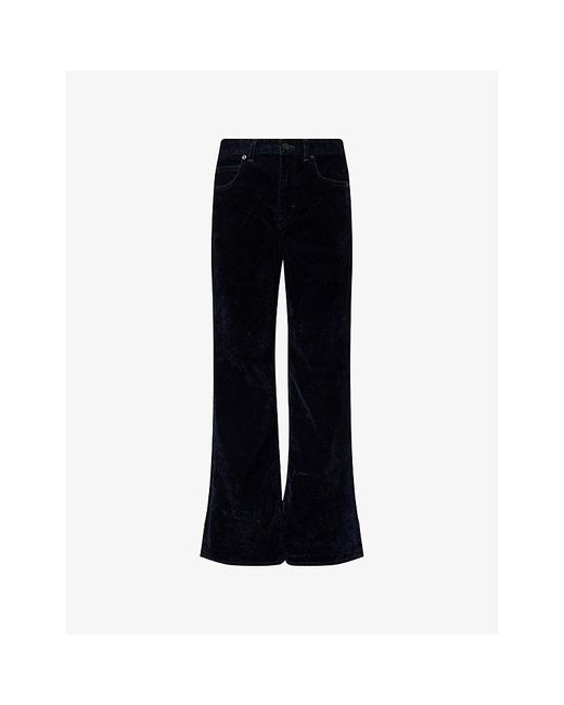 ME+EM Black Elongator Flared-Leg Velvet-Denim Jeans