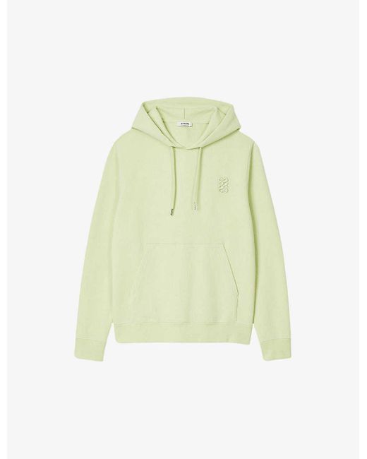 Sandro Green Logo-embroidered Relaxed-fit Cotton Hoody X for men