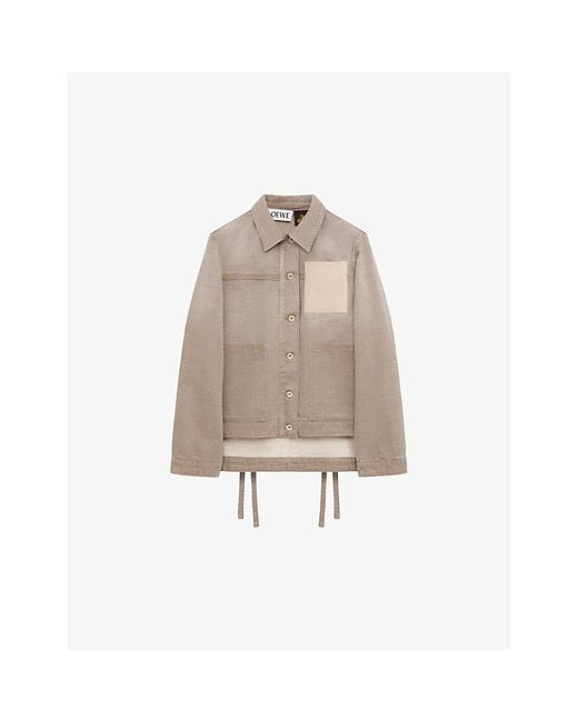 Loewe Natural X Paula's Ibiza Anagram-patch Asymmetric-front Relaxed-fit Denim Workwear Jacket