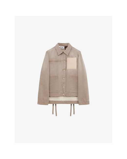 Loewe Natural X Paula'S Ibiza Anagram-Patch Asymmetric-Front Relaxed-Fit Denim Workwear Jacket