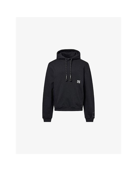 Reese Cooper Black Stack Logo Cotton-Fleece Hoody for men