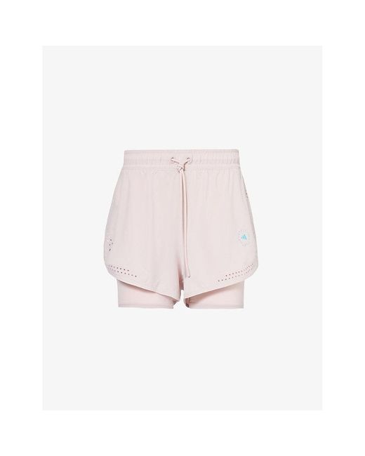 Adidas By Stella McCartney Pink Training Graphic-print Stretch-recycled-polyester Shorts