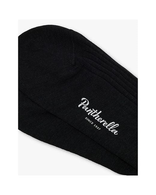 Pantherella Black Laburnum Branded Wool-Blend Socks for men