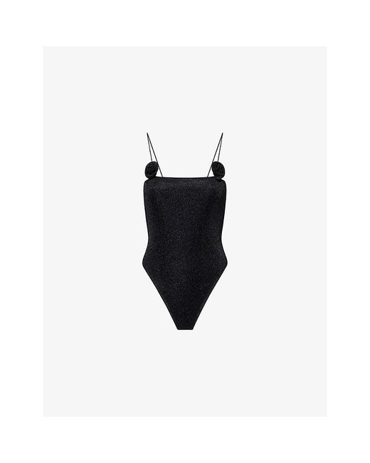 Oseree Black Lumière Rose Maillot Swimsuit