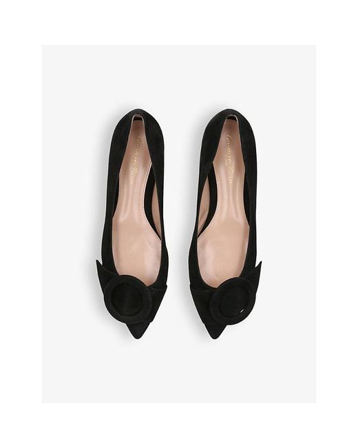 Gianvito Rossi Black Venezia Buckle-embellished Suede Pumps