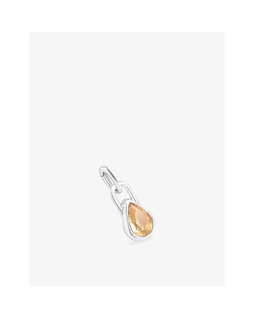 Astrid & Miyu Metallic November Birthstone Rhodium-Plated Sterling- And Citrine Charm