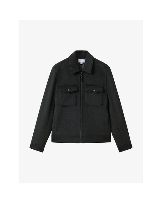 Reiss Black Periode Patch-pocket Wool-blend Jacket for men