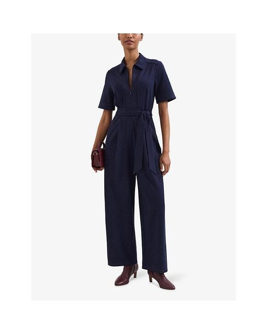 Phase Eight Blue Tabitha Wide-Leg Woven Jumpsuit