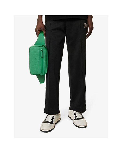 Gucci Green Monogram-debossed Leather Belt Bag for men