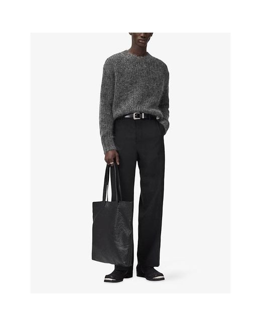 AllSaints Gray Myles Oversized-Fit Mohair-Blend Jumper for men