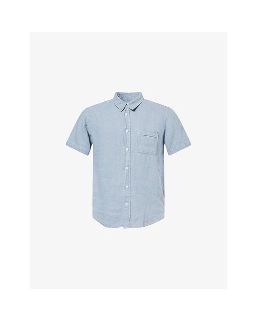Citizens of Humanity Blue Cairo Short-Sleeve Linen Shirt for men