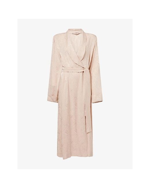 Alessandra Rich Natural Jacquard Belted Silk Maxi Robe