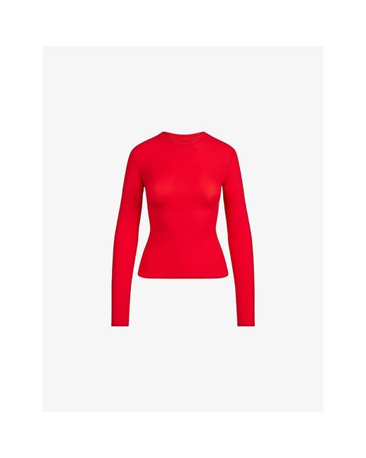 Skims Red Fits Everybody Long-Sleeve Jersey T-Shirt
