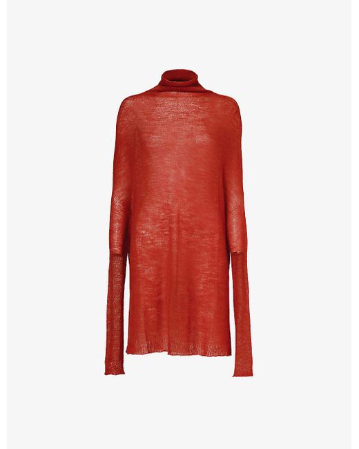 Rick Owens Red Relaxed-fit Semi-sheer Wool Shroud
