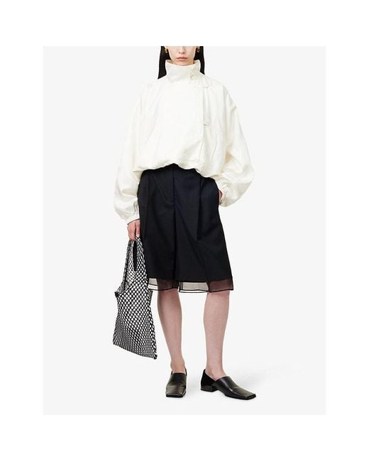 RÓHE Frames Black Organza-Lined Tailored Wool-Blend Shorts