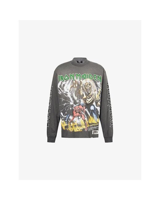 Represent Green X Iron Maiden Relaxed-Fit Cotton T-Shirt for men