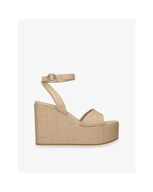 Gianvito Rossi Natural Virginie Raffia Platform Wedge Sandals