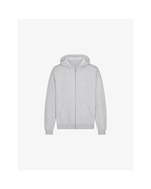 Skims White Fleece Lounge Relaxed-Fit Cotton-Blend Hoody for men
