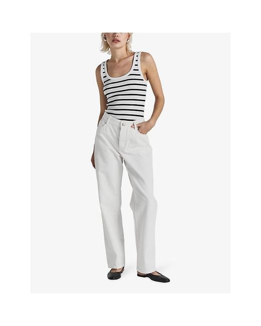 Twist & Tango White Anderline Ridgid Straight-leg High-rise Organic-cotton Jeans