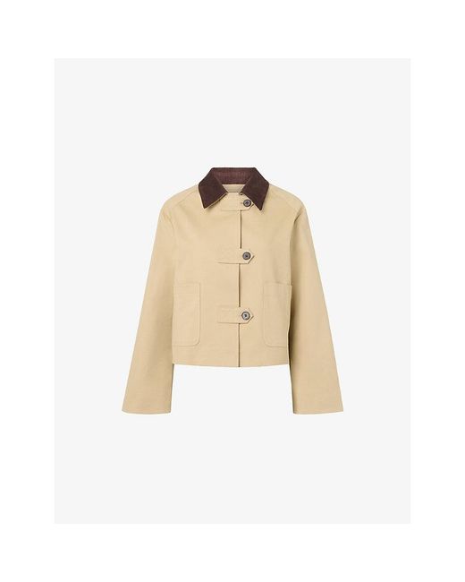 Whistles Natural Corduroy-Collar Cropped Stretch-Cotton Jacket