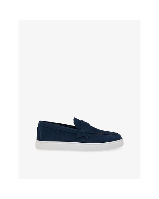 Christian Louboutin Blue The Harold I Suede Boat Shoes for men
