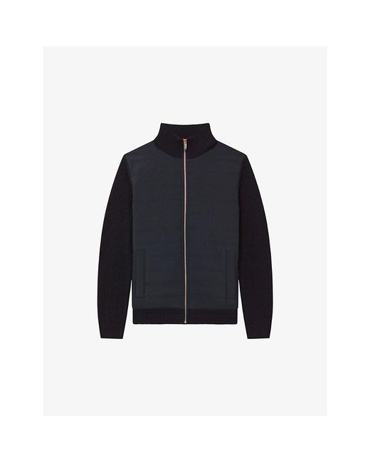 Reiss Blue Trainer Crewneck Stretch-Knit Jumper for men