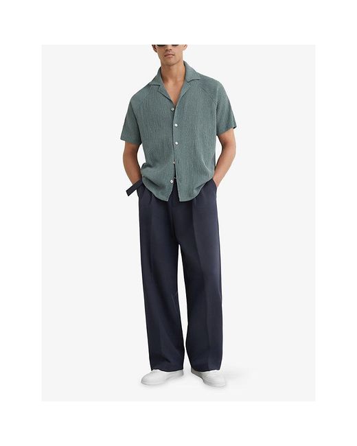 Reiss Gray Knox Crinkled Woven Shirt for men