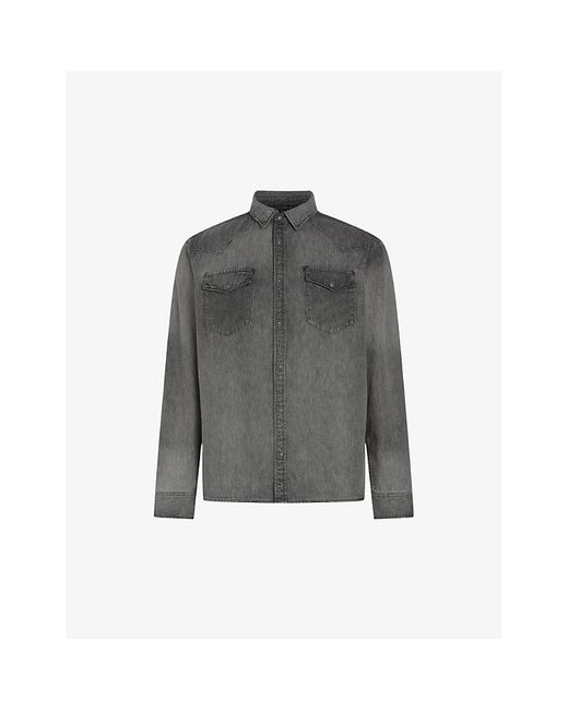 AllSaints Gray Orbit Relaxed-fit Organic-cotton Denim Shirt X for men