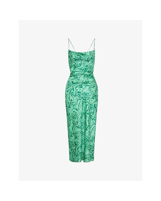 OMNES Green Riviera Graphic-print Recycled-polyester Midi Dress