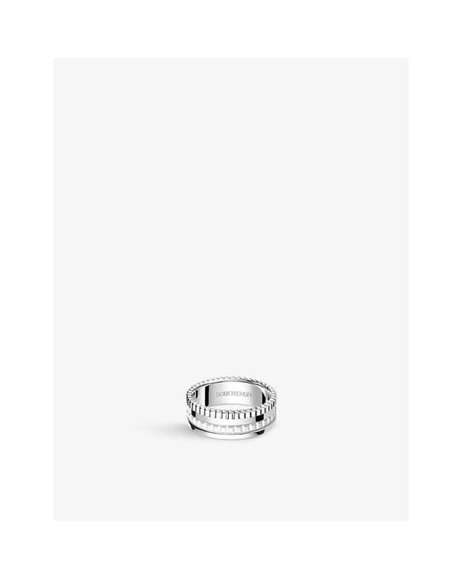 Boucheron Quatre Double White Edition Small 18ct White-gold, Hyceram And 0.26ct Round-brilliant Cut Diamond Rin for men