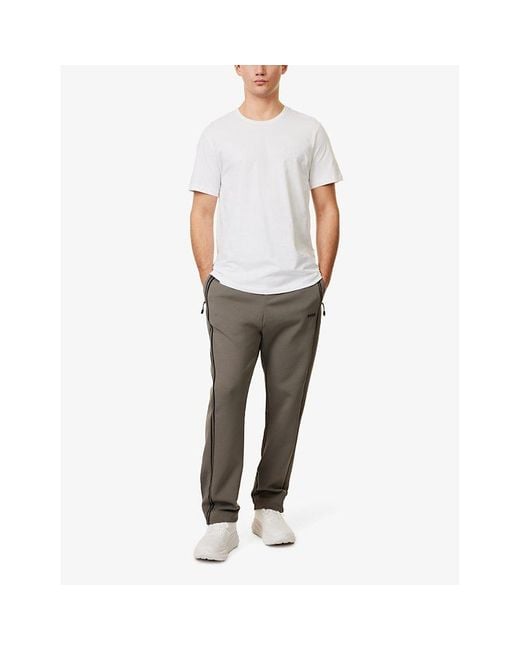 Boss Gray Athleisure Straight-Leg Cotton-Blend Stretch-Jersey Jogging Bottoms for men
