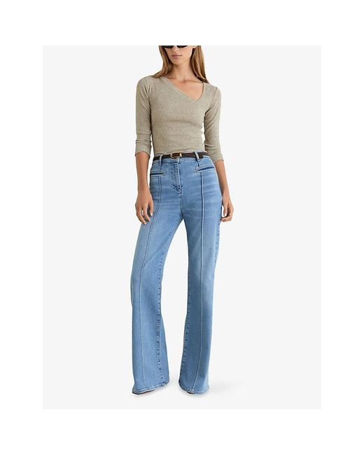Reiss Gray Fliss Asymmetric Knitted Top