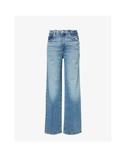 FRAME Blue Le Jane Wide-leg Mid-rise Stretch-cotton Jeans