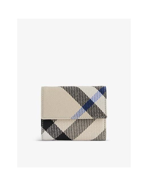 Burberry White Check-print Jacquard Woven-blend Wallet