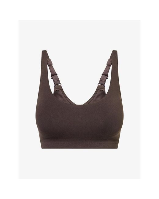 ADANOLA Brown Seamless Racerback Sports Bra