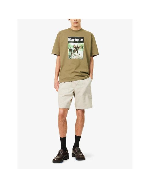 Barbour Natural Patch-Pocket Relaxed-Fit Linen-Cotton Short for men