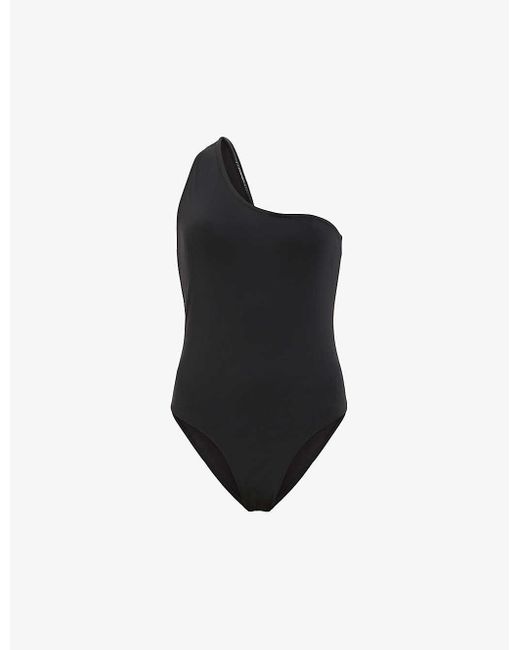 AllSaints Black Correl One-shoulder Stretch-woven Swimsuit