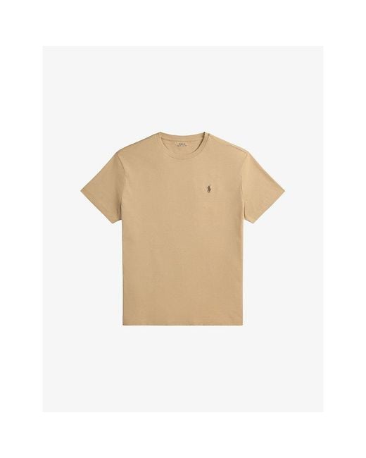 Polo Ralph Lauren Natural Logo-Embroidered Short-Sleeved Cotton-Jersey T-Shirt for men