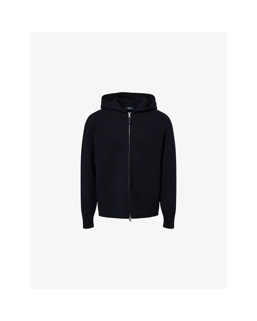 Dunhill Blue Athluxury Cotton-And-Cashmere Knit Hoody for men