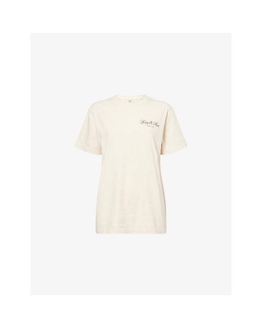 Sporty & Rich Natural Farm Vendome Logo-Print Cotton T-Shirt