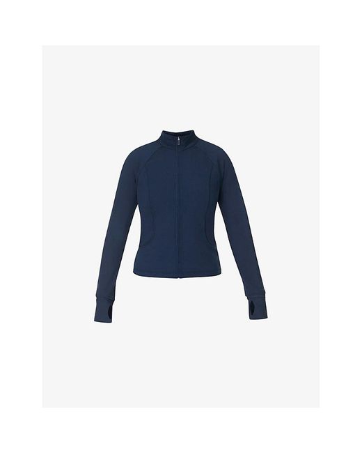 Sweaty Betty Blue All Day Zip-Up Stretch-Woven Jacket