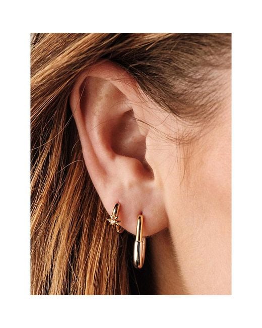Astley Clarke White Aurora U-Shape 18Ct Vermeil And Sterling- Hoop Earrings
