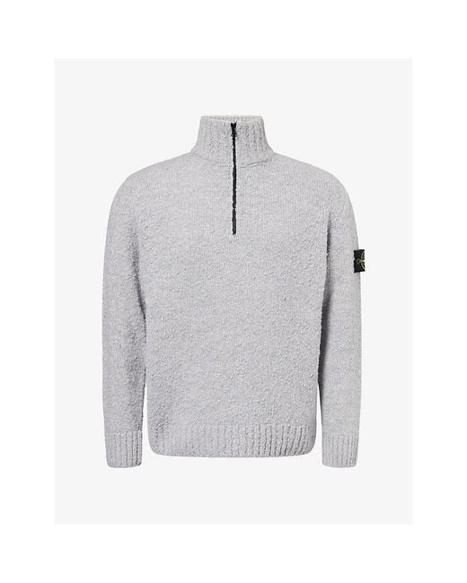 Stone Island Gray Compass-Badge Speckled Wool-Blend Knitted Jumper for men