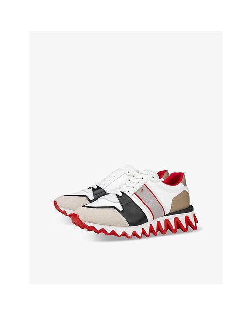 Christian Louboutin White Nastroshark Serrated-sole Leather-blend Mid-top Trainers for men