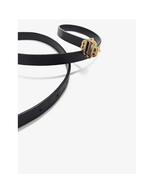 Maje White Logo-Buckle Leather Belt