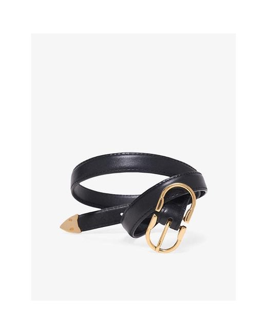 Maje White Double-Buckle Leather Belt