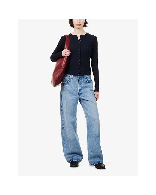 Citizens of Humanity Blue Kari Soft-Rib Cotton-Blend Cardigan
