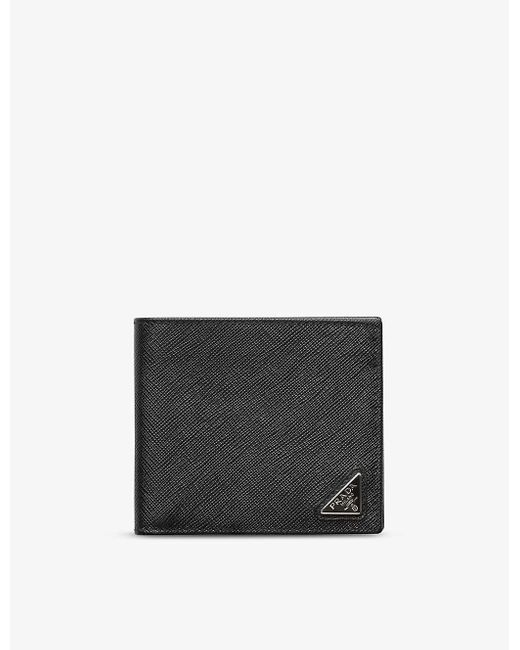 Prada Black Logo-plaque Saffiano Leather Wallet for men
