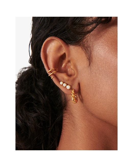 Missoma Metallic Triple Stone 18Ct Vermeil And Cubic Zirconia Stud Earrings
